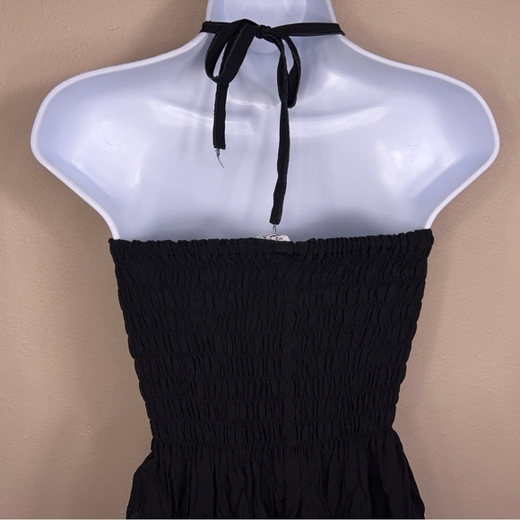 SMALL TROPICAL PRINT HALTER DRESS SLEEVELESS BEACH VACATION COLORFUL STRETCH TOP - Picture 7 of 12